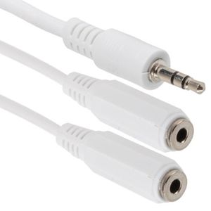 Cable adaptador Lanberg AD-0024-W minijack 3.5mm macho 3 pines a 2x minijack 3.5mm de 3 pines hembra 10cm blanco