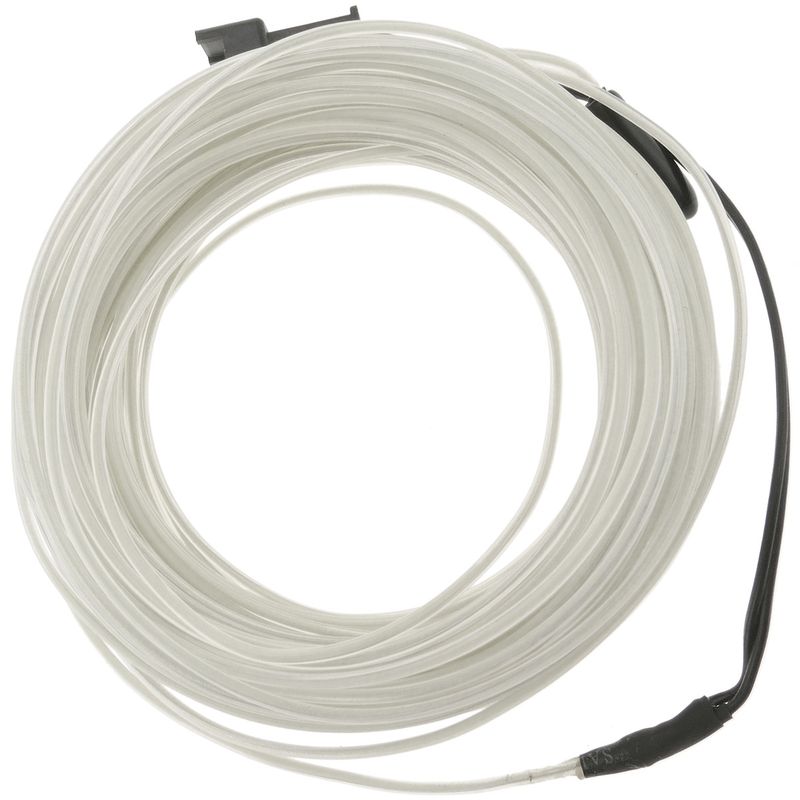 Cable electroluminiscente transparente-blanco de 3.2mm en bobina 5m de cable con pilas - NW04500 - 01