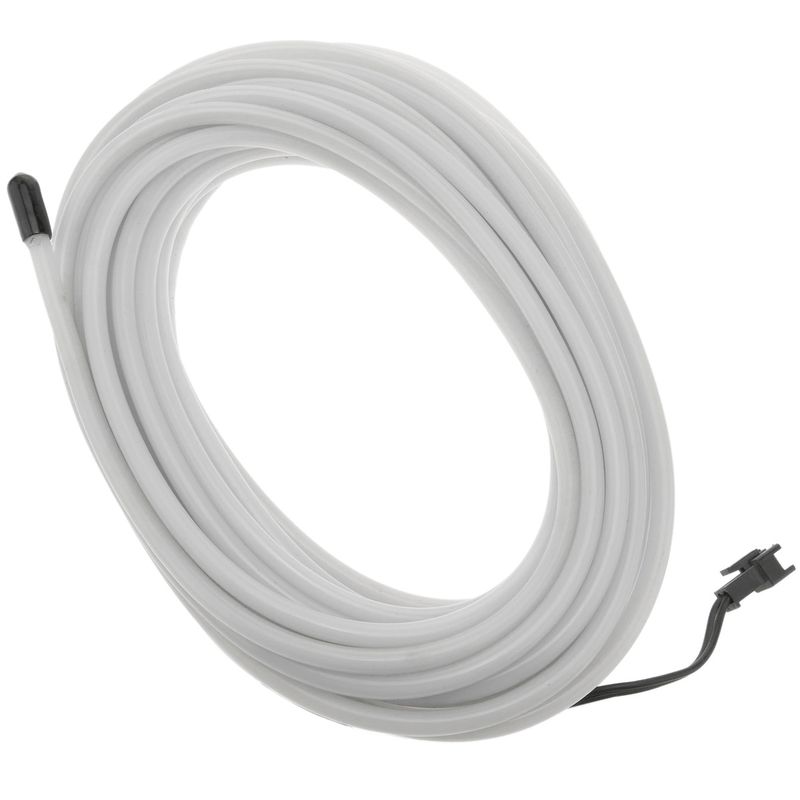 Cable electroluminiscente transparente-blanco de 5mm en bobina 5m de cable con pilas - NW04800 - 01